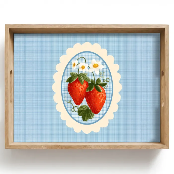 Aardbeien - Lijst - Rood - Geruit Dienblad Rechthoek middel -z3d_shopping