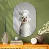 Hond - Wit - Kok Wandcirkel Ovaal Glas middel -sfeer2