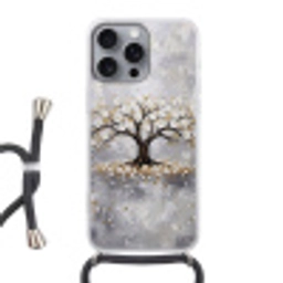 Boom - Bloemen - Natuur - Abstract - Wit Hoesje iPhone 16 Pro Max met koord klein -3d