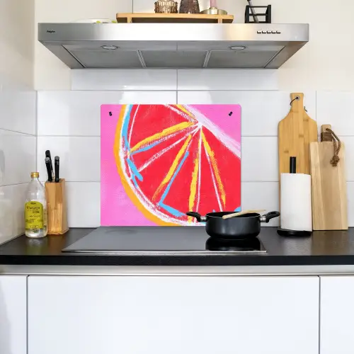 Grapefruit - Geschilderd - Roze - Strepen Inductie beschemer met haakjes middel -sfeer2