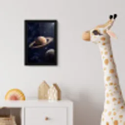 Planeten - Saturnus - Ruimte fotolijst zwart zonder passe partout klein -usfeer4_kinderkamer