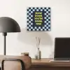 Patroon - Geblok - Blauw - Slow down you're doing fine aluminium wit klein -sfeer5
