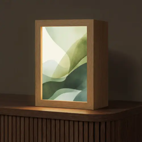 Golven - Abstract - Lichtgroen - Sierlijk Light Box met kabel (Tafellamp) klein -z3d_website