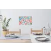 Blauw - Roze - Bloemen Muursticker klein -eettafel
