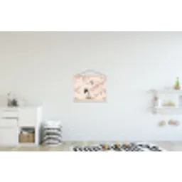 Aziatisch - Kraanvogel - Beige textielposter latten blank klein -kinderkamer