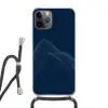 Lijnen - Abstract - Blauw - Wit Hoesje iPhone 12 Pro met koord klein -3d