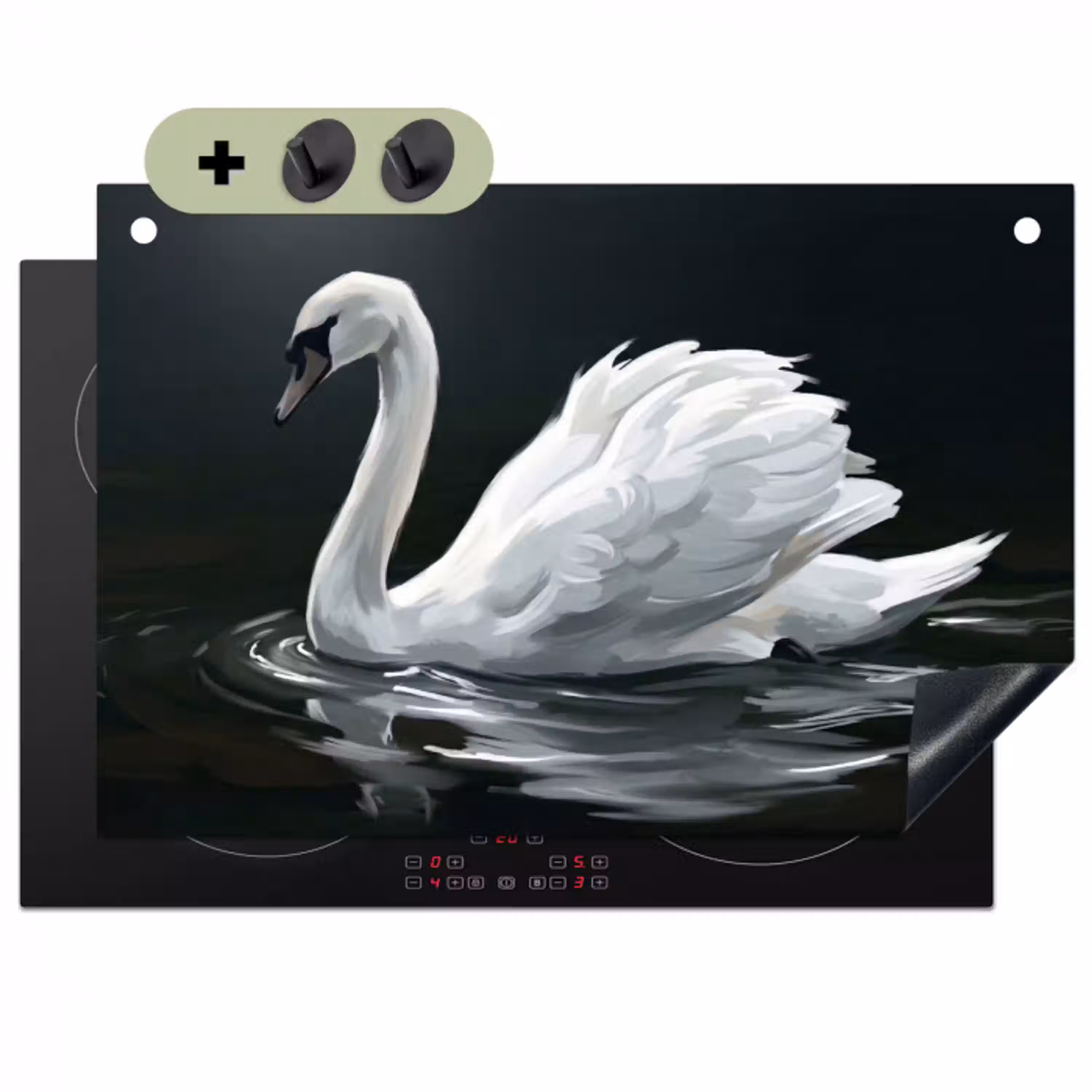 Zwaan - Water - Natuur - Realistisch - Wit Inductie beschemer met haakjes klein -3d