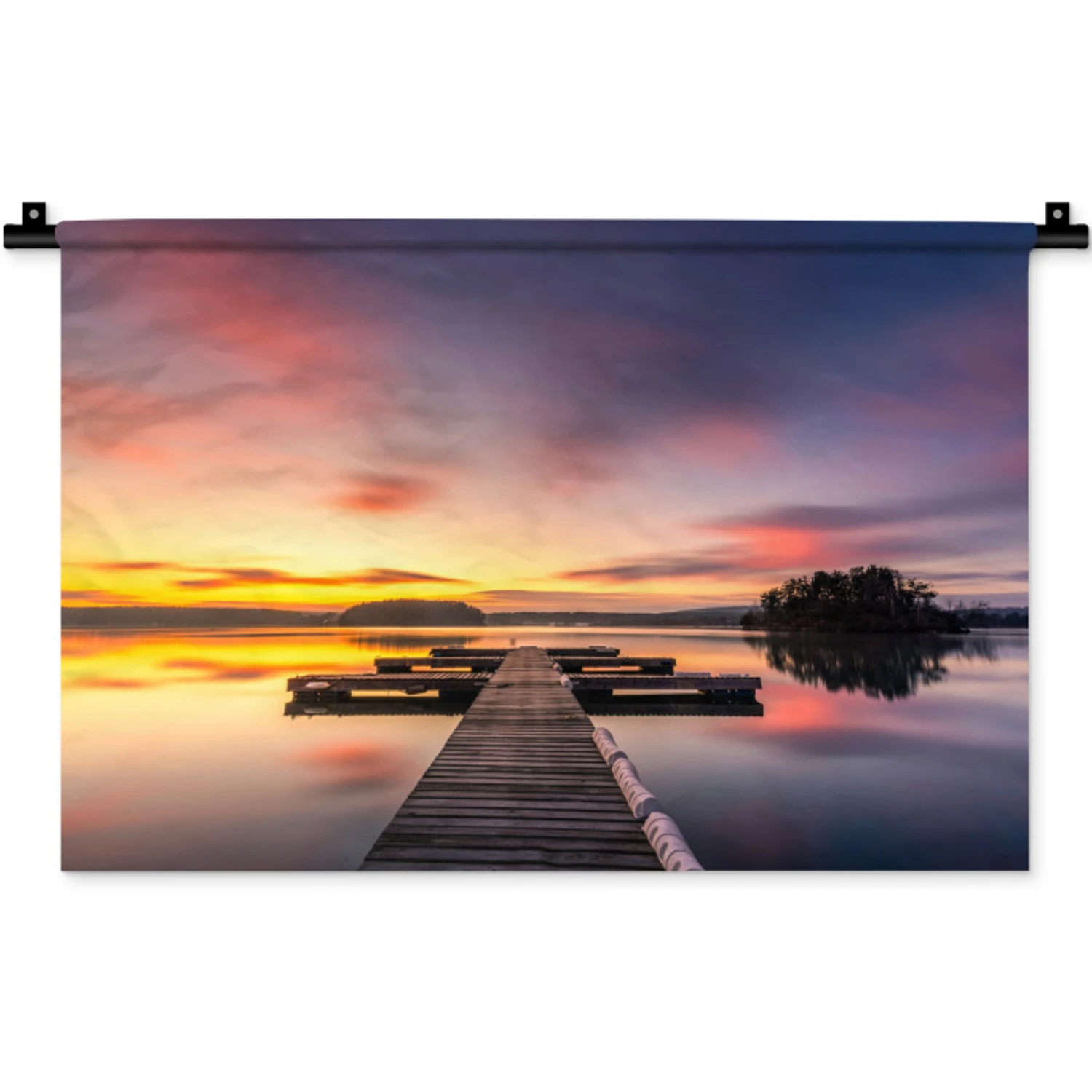 Steiger - Zonsondergang - Water - Zee - Reflectie Wandkleed katoen klein -zz3d