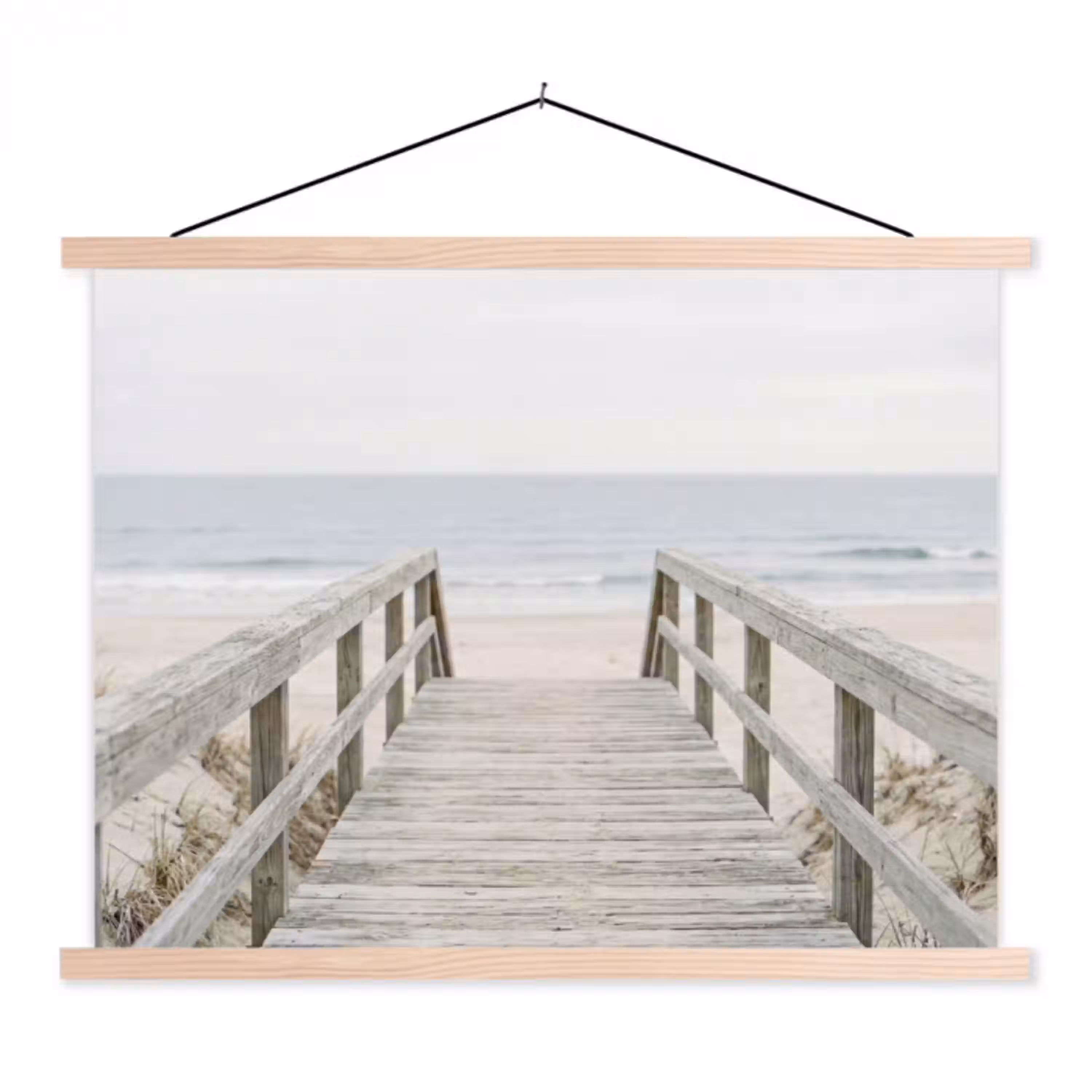 Duinen - Vlonder - Oceaan textielposter latten blank klein -3d