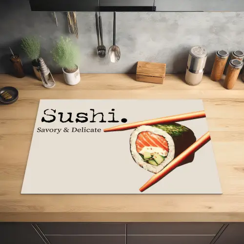 Sushi - Zalm - Rijst - Japans Inductie beschermer vinyl 3mm klein -sfeer5