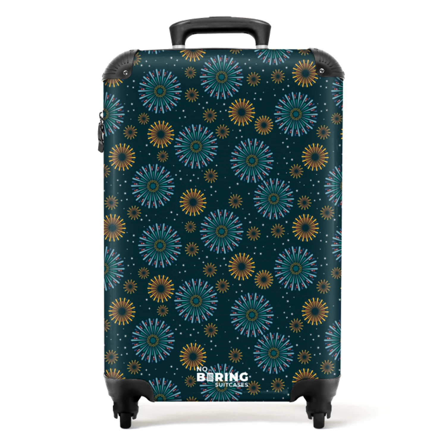 Retro disco 70s vuurwerk patroon kleurrijk NBS - Handbagage koffer - Volwassenen Unisex middel -productfoto_recht