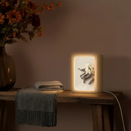 Vanille - Bloemen - Beige Light Box met kabel (Tafellamp) klein -sfeer4