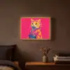 Kat - Kimono - Bloemen - Roze Light Box met batterij (Wandlamp) middel -sfeer4