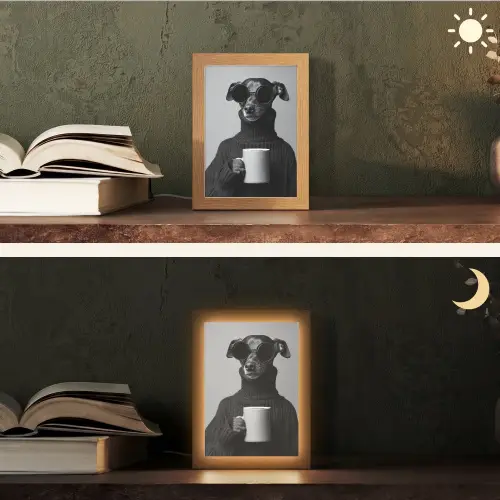 Coltrui - Hond - Bril - Mok Light Box met kabel (Tafellamp) klein -sfeer3