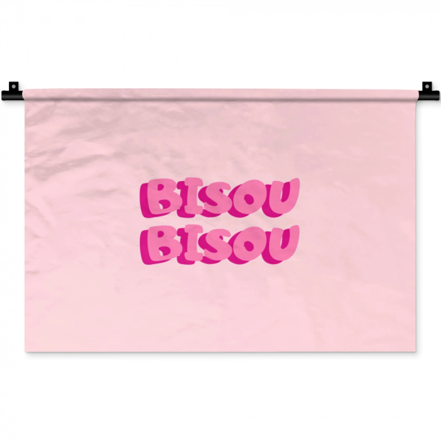 Bisou - Roze - Dikke letters Wandkleed katoen klein -zz3d