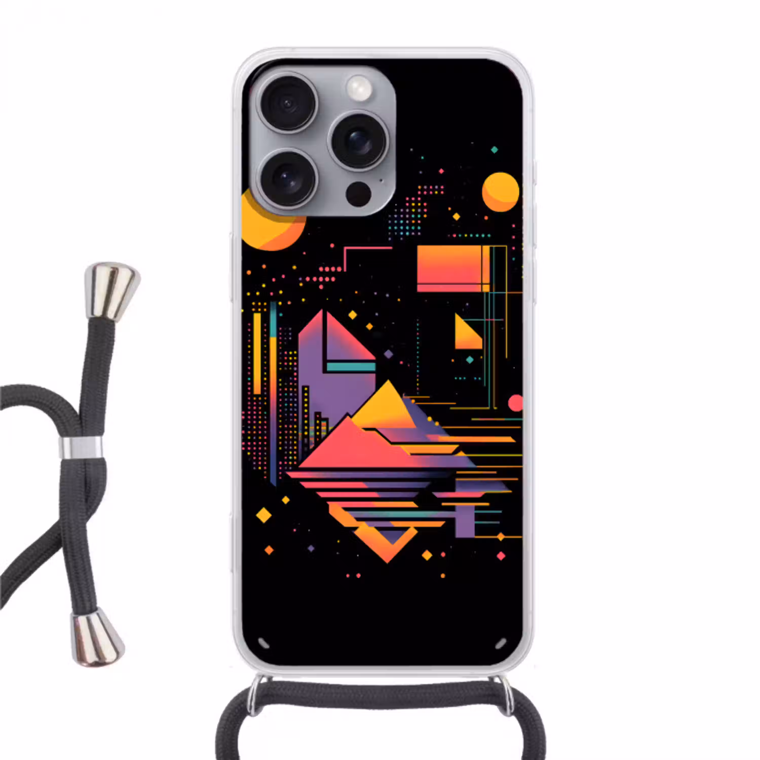 Abstract - Vormen - Lijnen - Kleurrijk Hoesje iPhone 16 Pro Max met koord klein -3d