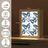 Blauw - Vlinders - Bloemen - Wit Light Box met kabel (Tafellamp) klein 925 -USP_NL