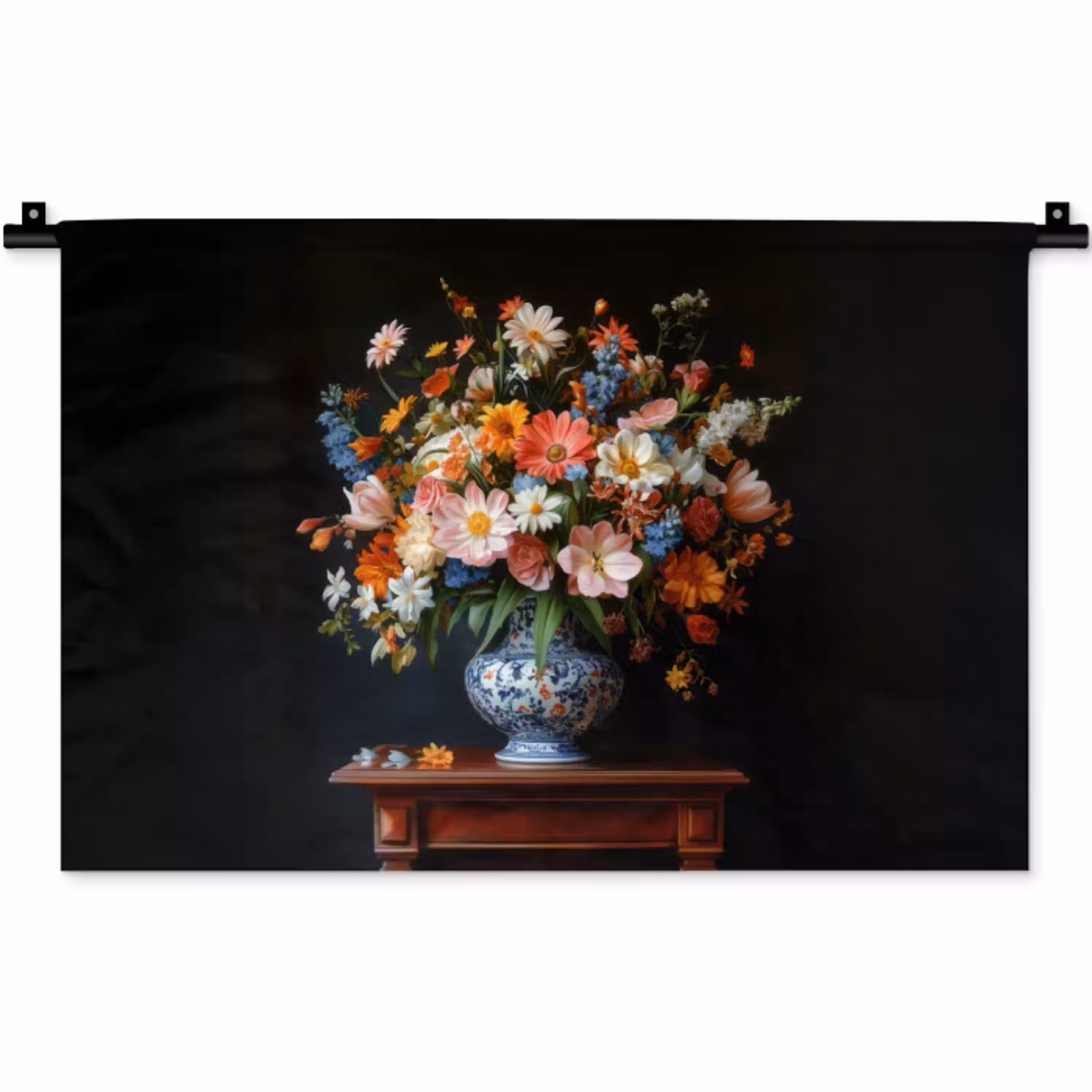 Boeket - Roze - Bloemen - Vaas Wandkleed katoen klein -zz3d