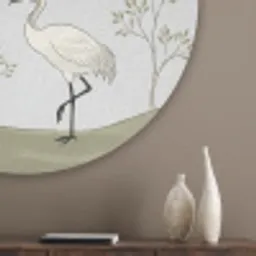 Minimalistisch - Kraanvogels - Blauw Akoestische PET Vilt - Rond klein -sfeer5_closeup