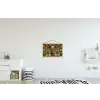 Bloemenkrans - Vrouwengezicht - Zonnebril - Oranje textielposter latten blank klein -kinderkamer