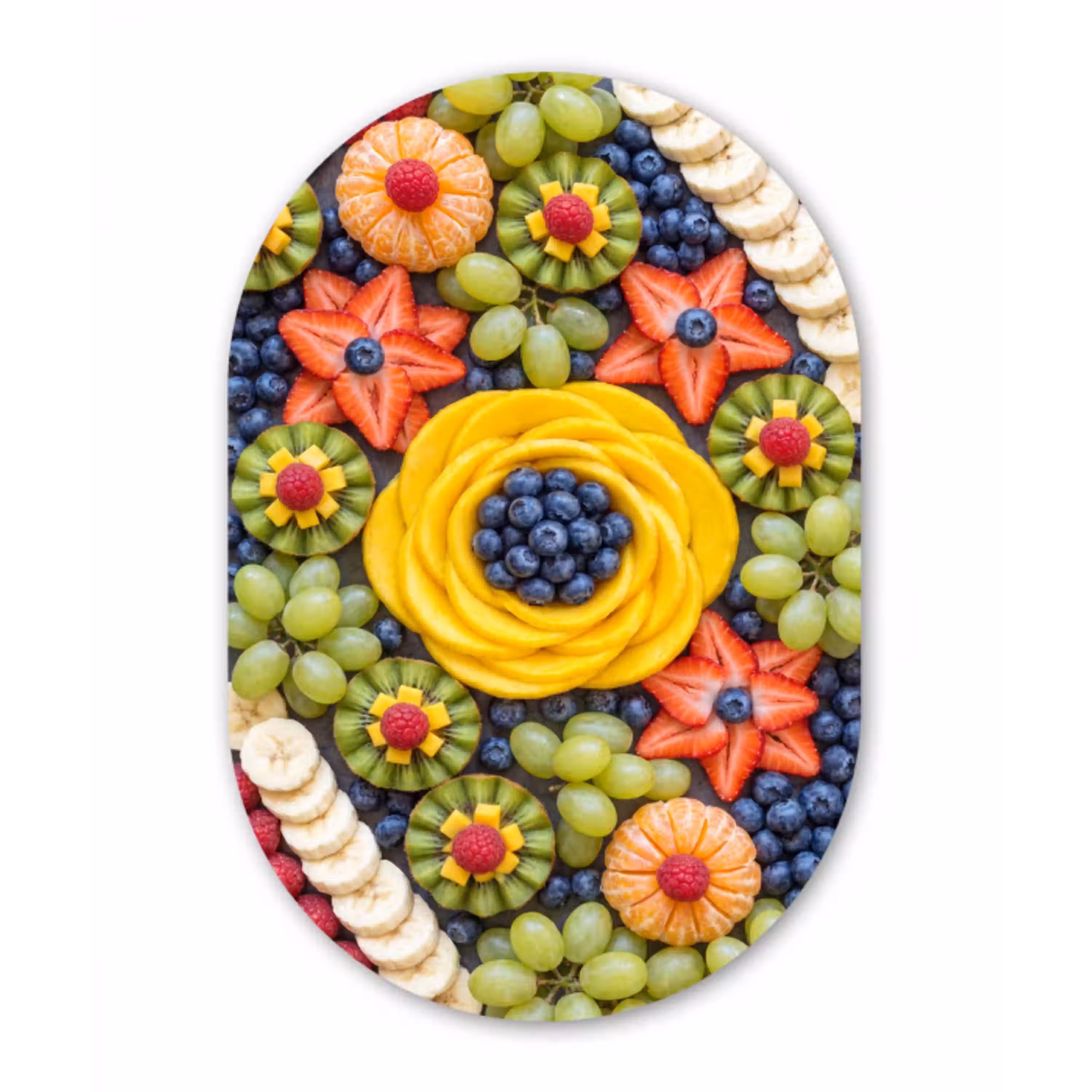 Fruit - Arrangement - Gezond - Kleurrijk - Eten Wandcirkel Ovaal Aluminium middel -3d