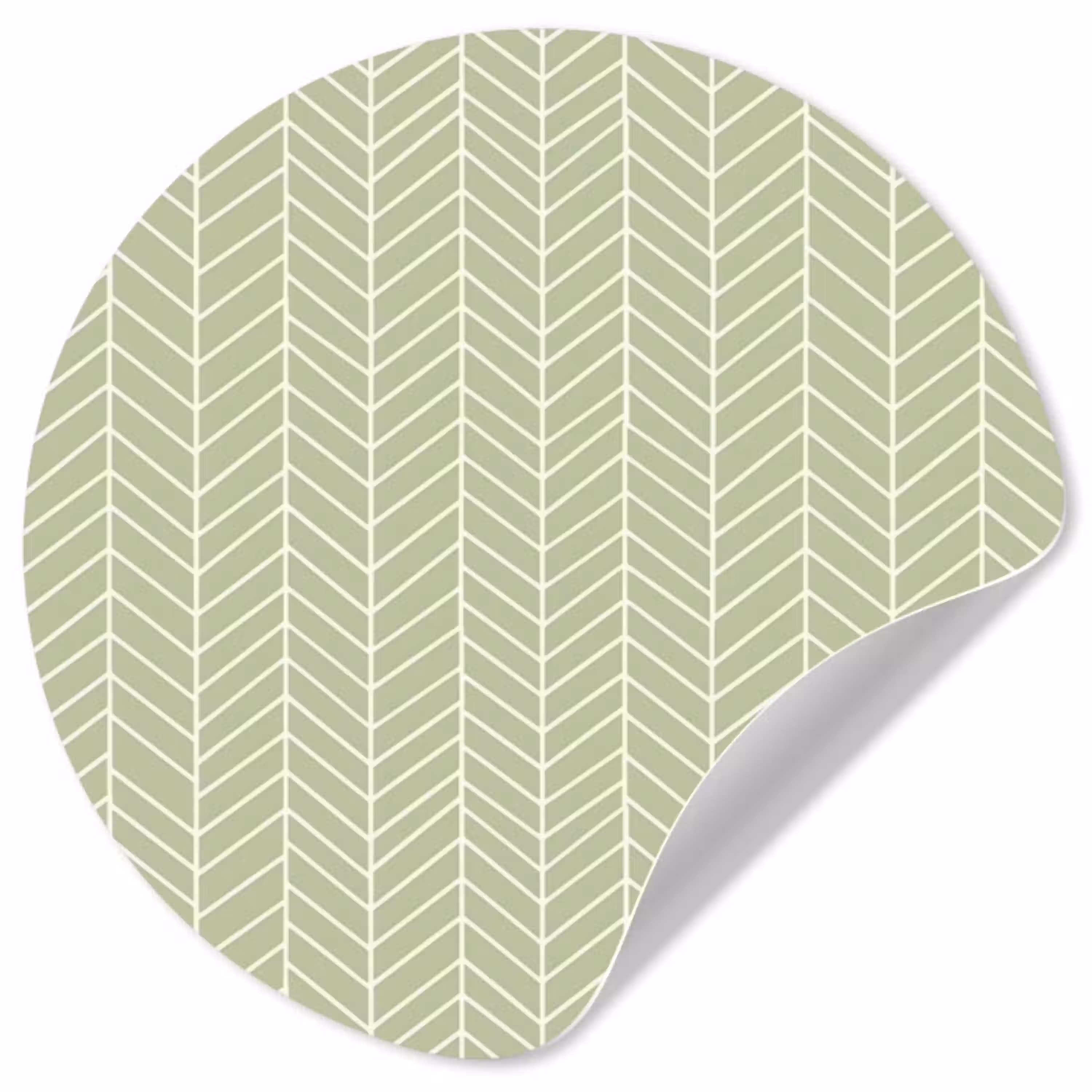 Saliegroen - Visgraat - Geometrisch - Patroon Wandcirkel behangsticker klein 186 -3d