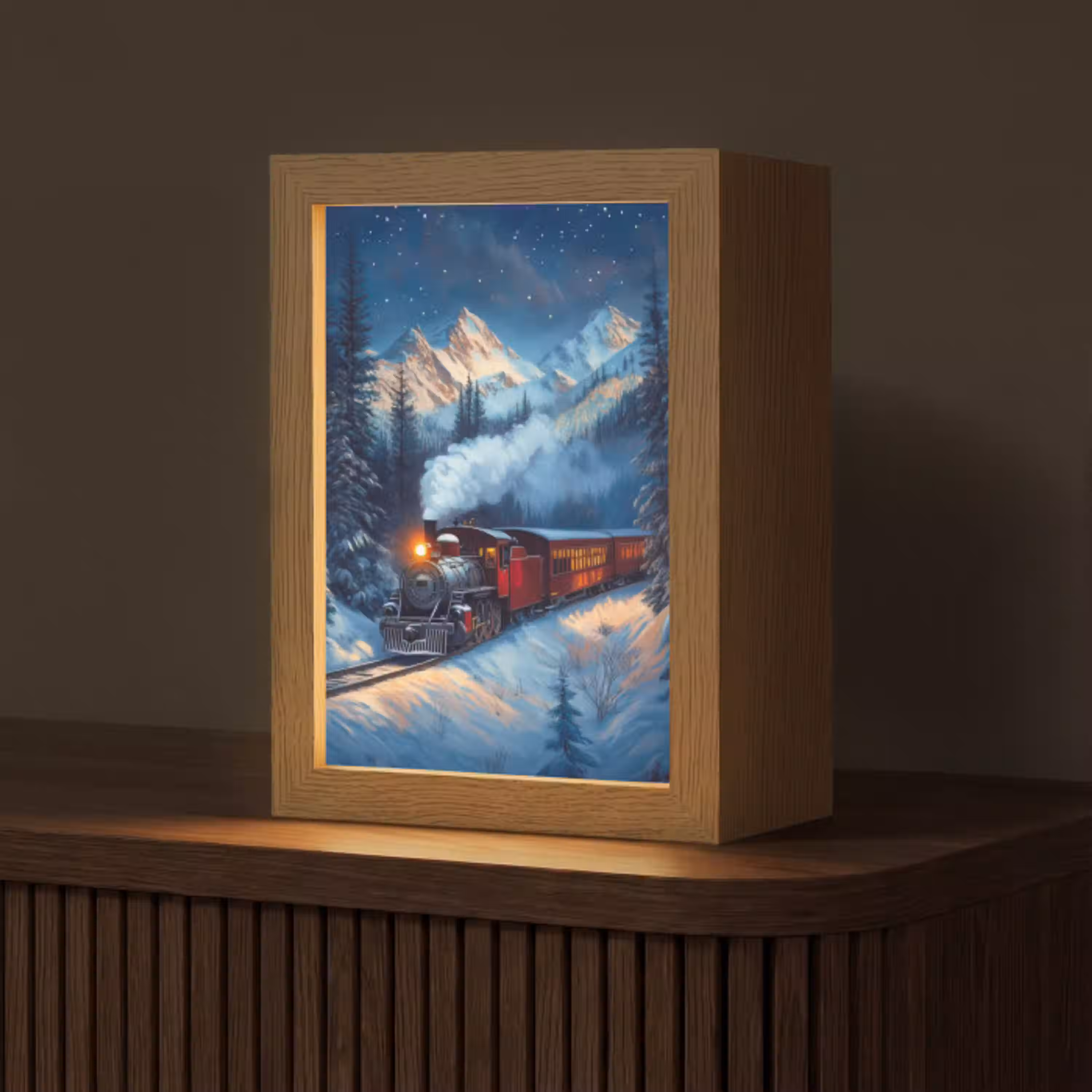 Trein - Kerst - Sneeuw - Kersttrein Light Box met kabel (Tafellamp) klein -z3d_website