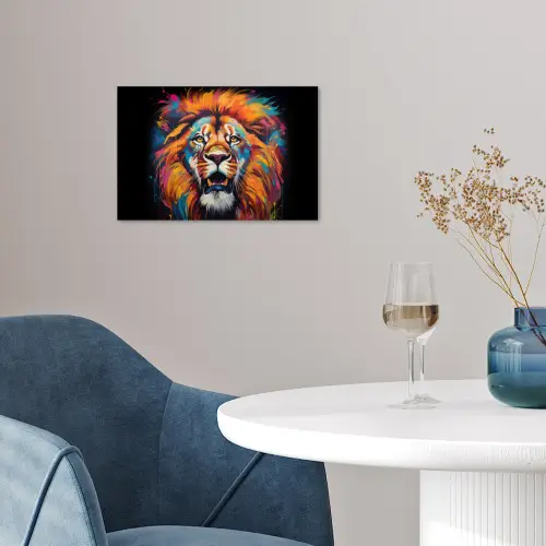 Leeuw - Graffiti - Dieren - Zwart poster papier klein -sfeer3