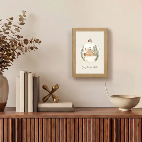 Quote - Winter - Kerst - Beige - Kerstbal Light Box met kabel (Tafellamp) klein -sfeer2