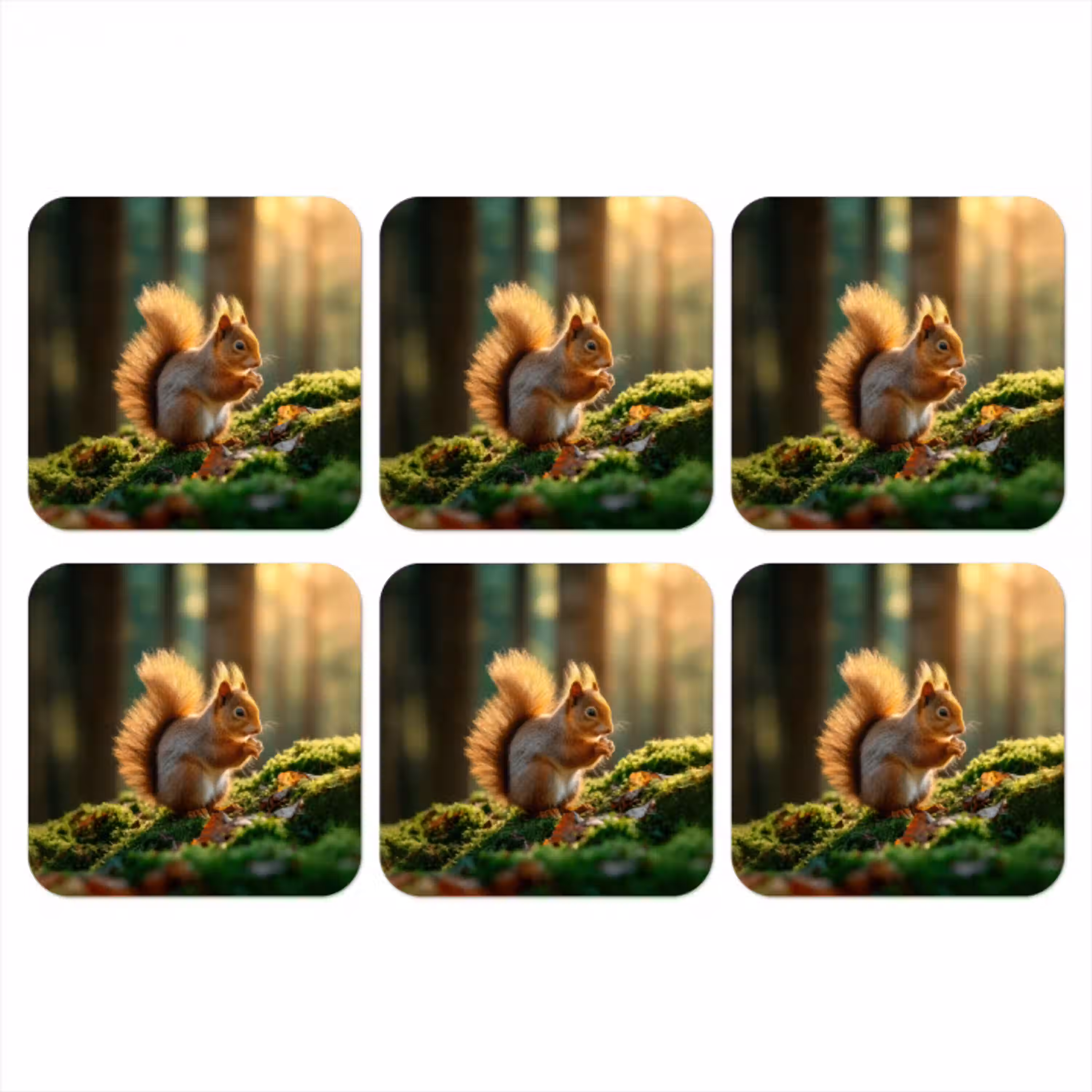 Eekhoorn - Nootje - Gras onderzetter kurk middel -3d