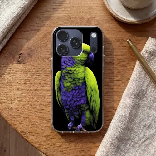 Papegaai - Veren - Opvallend - Groen Telefoonhoesje iPhone 17 Pro klein -sfeer1