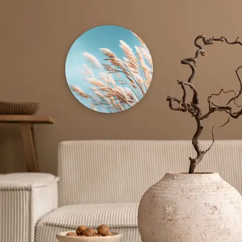 Siergras - Wind - Lichtbruin Wandcirkel kunststof plaat 5mm dik klein -sfeer1