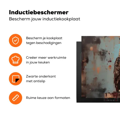 Geschilderd - Abstract - Uil - Bruin Inductie beschermer vinyl 3mm klein -zzzzzzz-td-ups