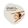 Sushi - Zalm - Rijst - Japans Wandcirkel Organisch Plexiglas middel -3d