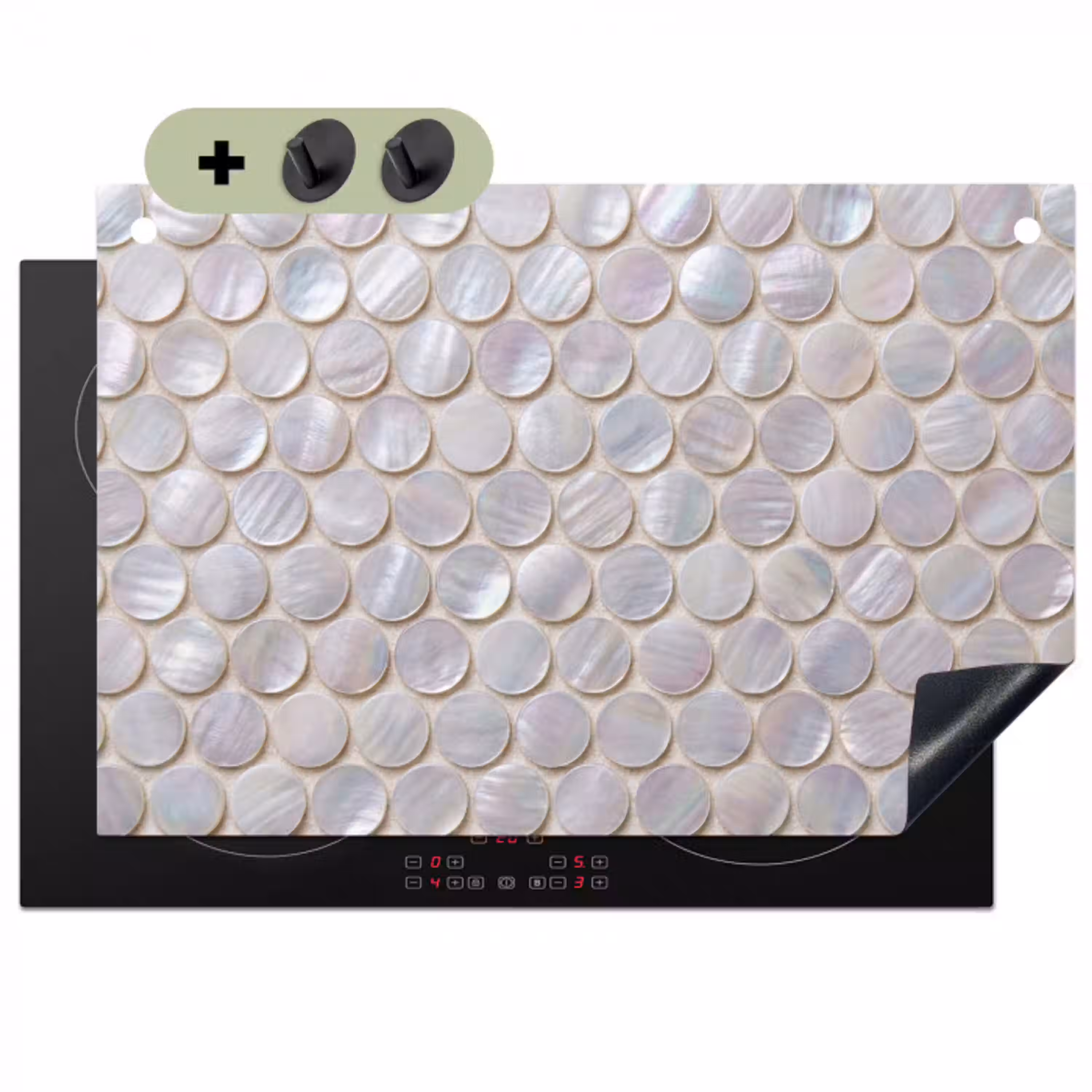 Patroon - Cirkels - Abstract - Modern - Wit Inductie beschemer met haakjes klein -3d