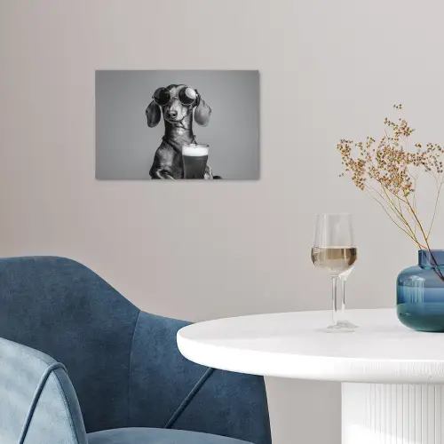 Teckel - Bier - Glas - Bril poster papier klein -sfeer3