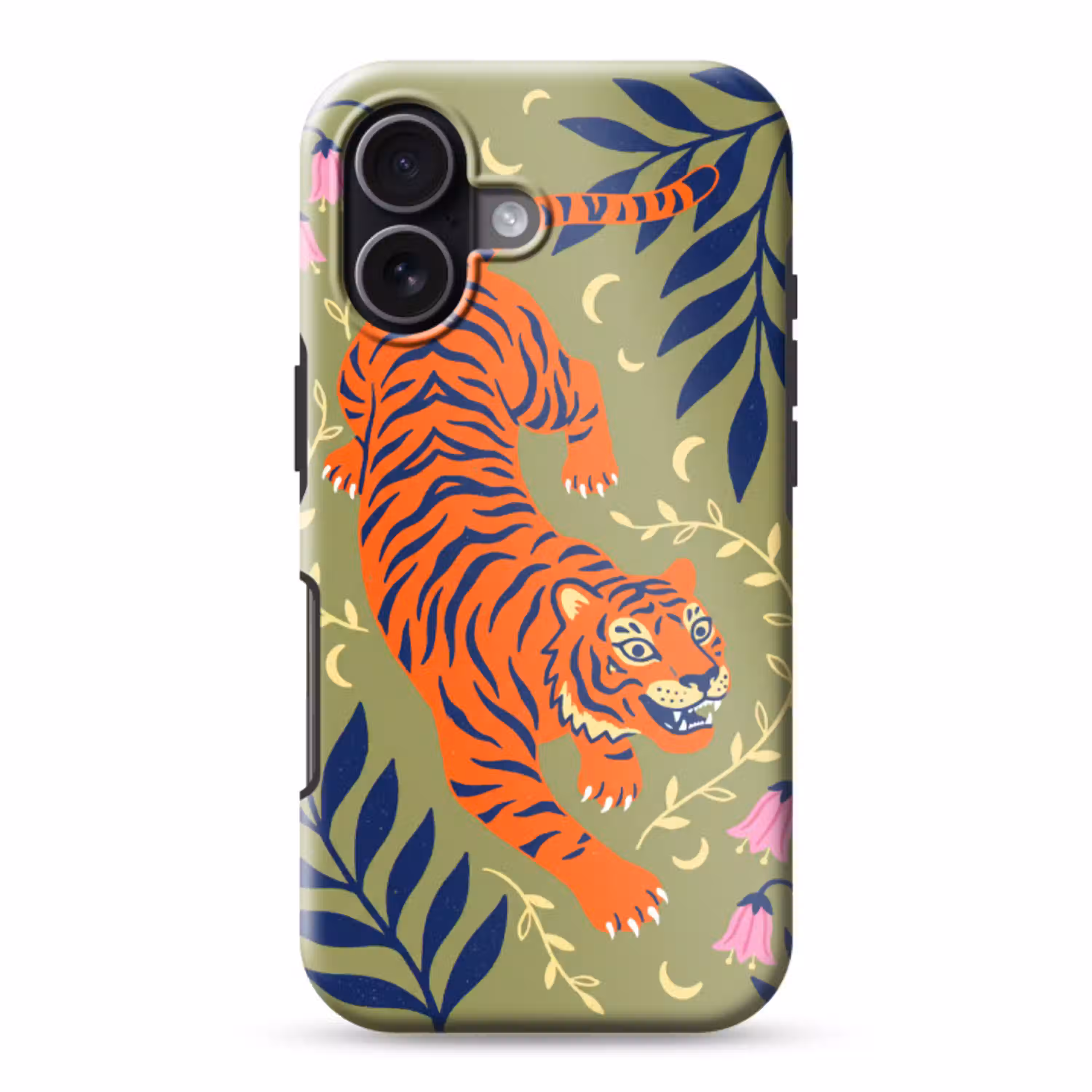 Tijger - Bladeren - Dieren - Illustratie - Oranje Toughcase MagSafe Apple iPhone 17 klein -3d