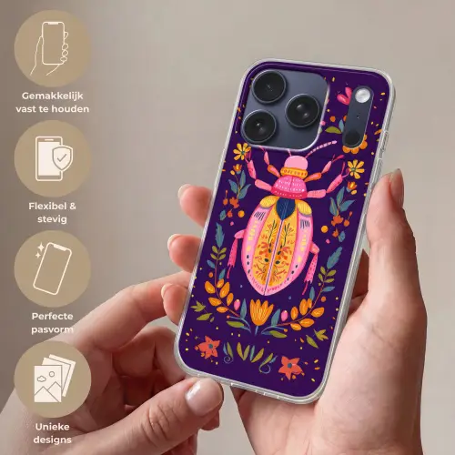 Kever - Felgekleurd - Bloemen - Bladeren Telefoonhoesje iPhone 17 Pro klein -sfeer3_NL