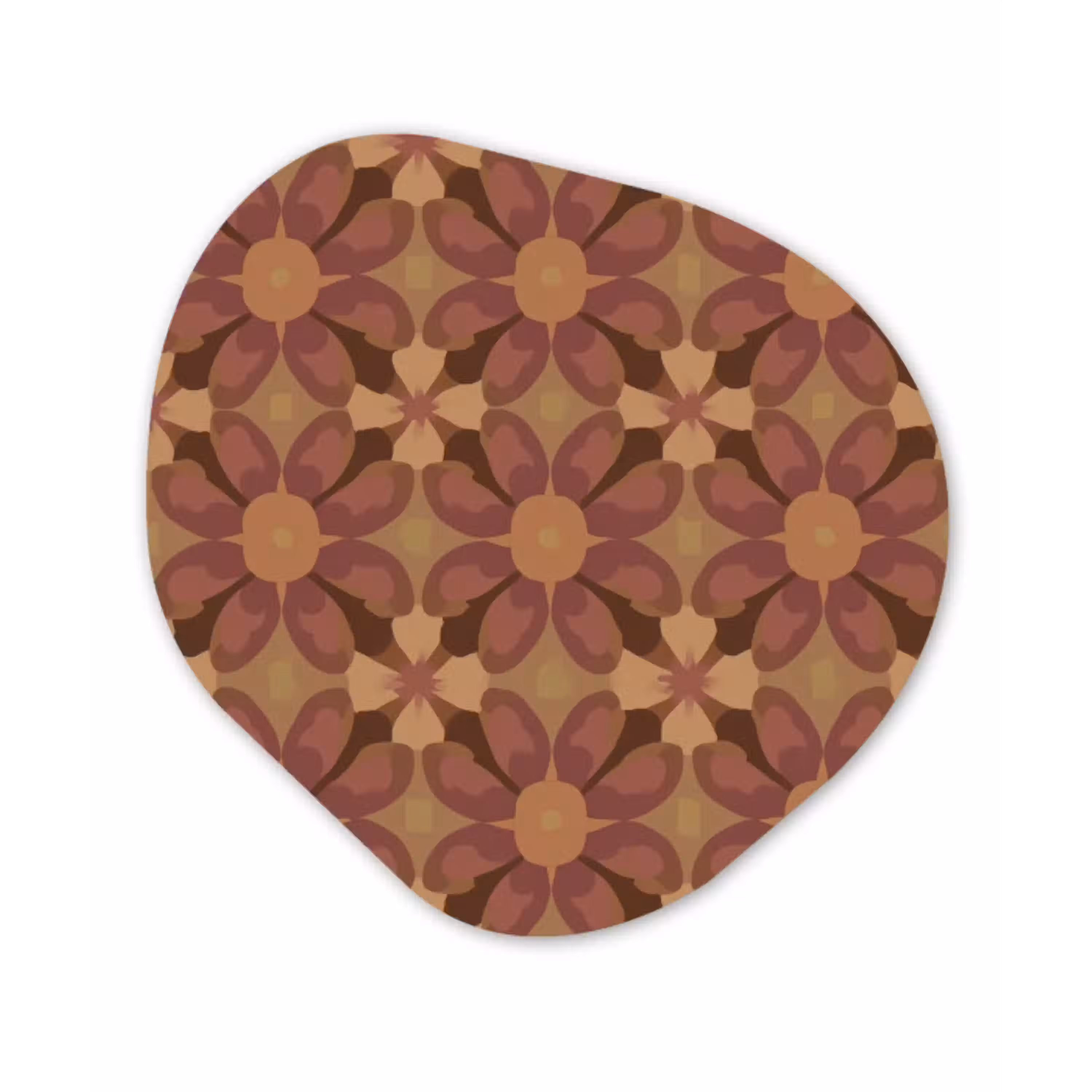 Retro - Bloemen - Bruin Wandcirkel Organisch Aluminium middel 851 -3d