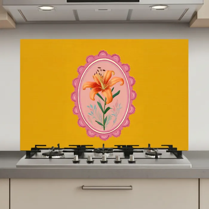 Lelie - Oranje - Lijst - Ovaal keuken achterwand spatscherm klein -3d_website