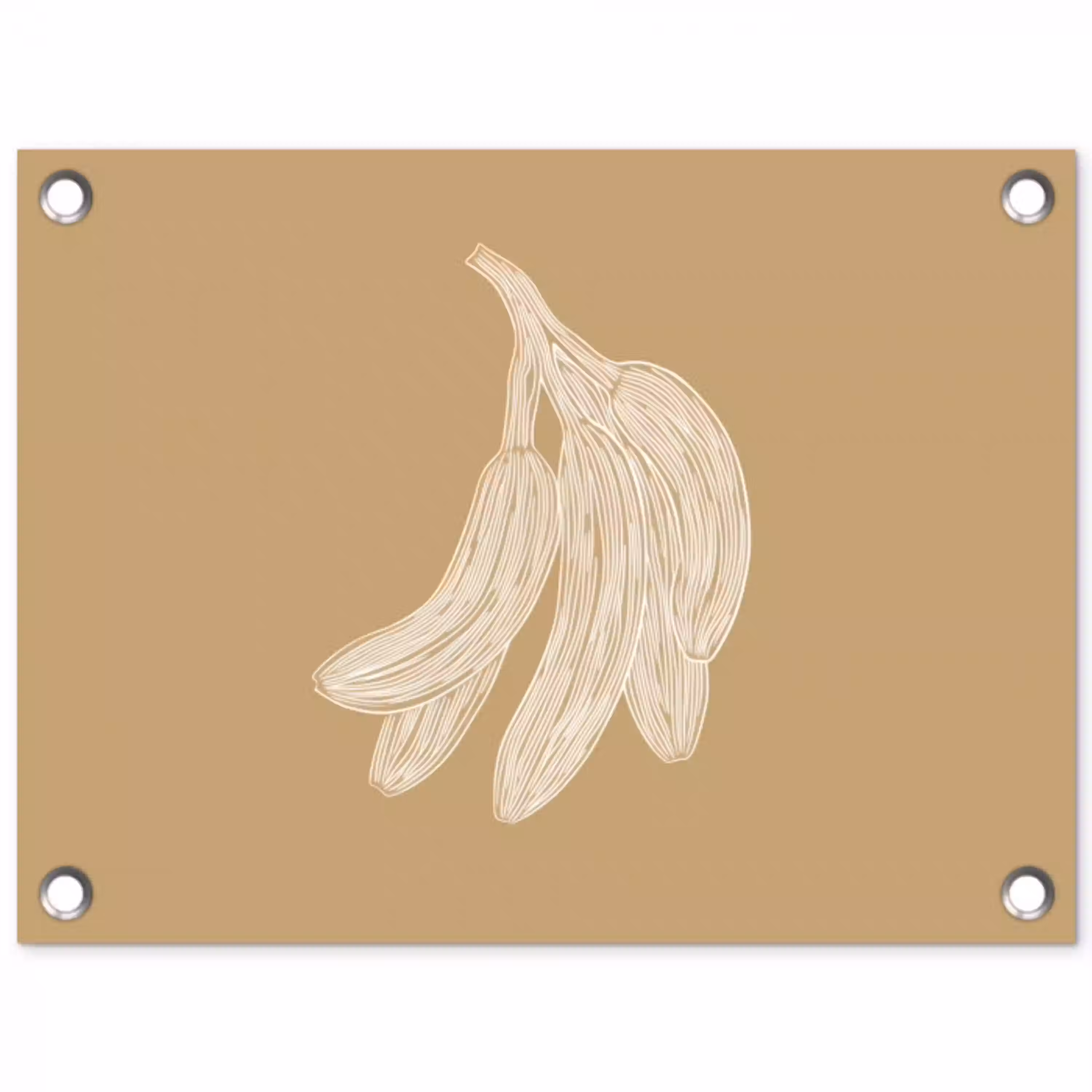 Bananen - Beige - Lijntekening - Minimalistisch tuinposter los doek klein -3d
