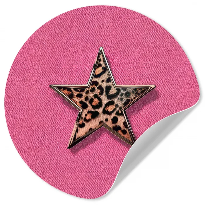 Ster - Luipaard - Print - Roze Wandcirkel behangsticker klein -3d