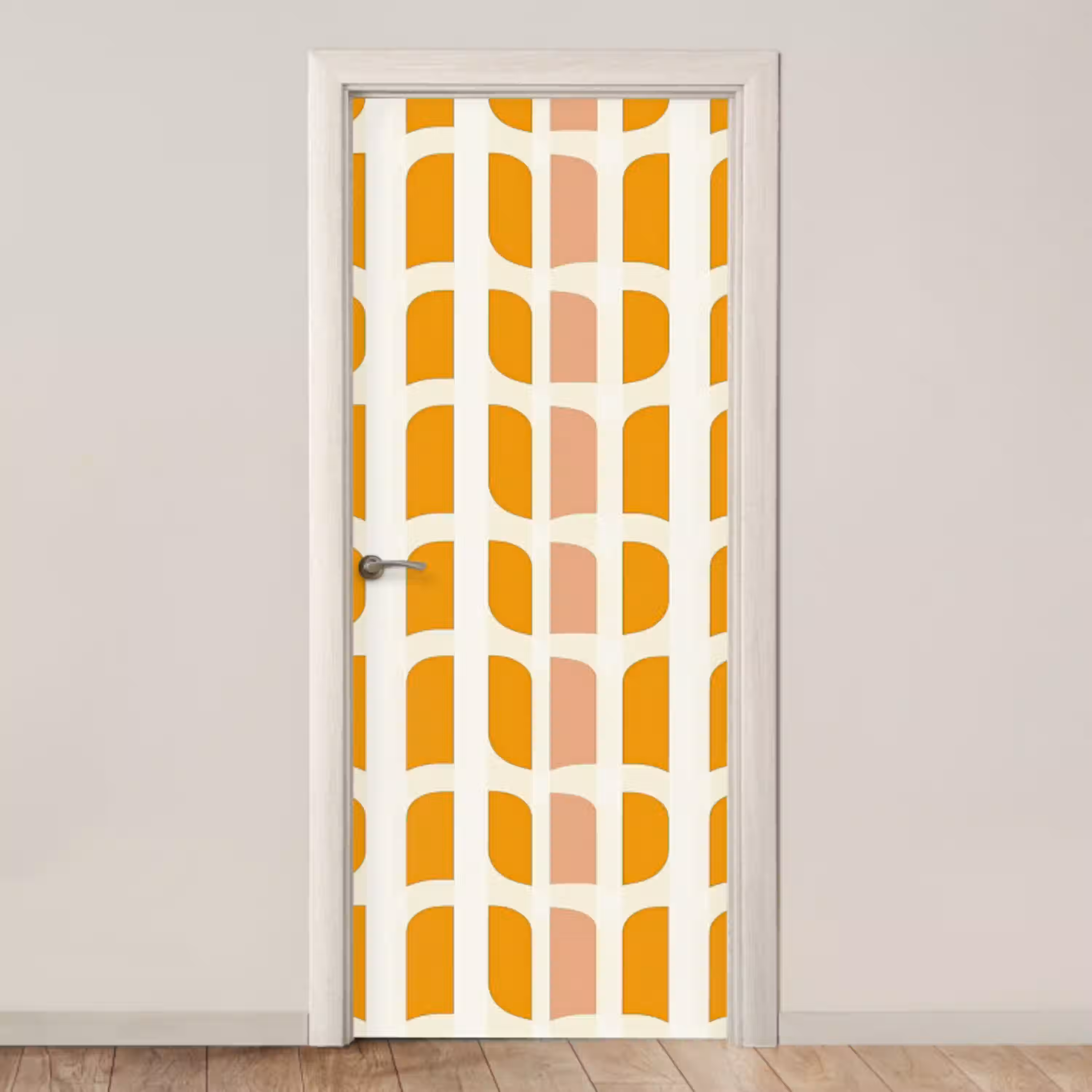 Geometrisch - Patroon - Geel - Roze deurposter klein 289 -3d_beige