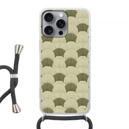 Bladeren - Structuur - Groen Hoesje iPhone 16 Pro Max met koord klein 804 -3d
