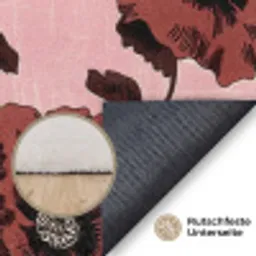 Bloemen - Retro - Rood Vloerkleed Rechthoek klein 1091 -uniquesellingpoint_antislip_DE_DE