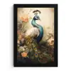 Pauw - Pauwenveren - Bloemen - Vogels - Botanisch fotolijst zwart zonder passe partout klein -3d