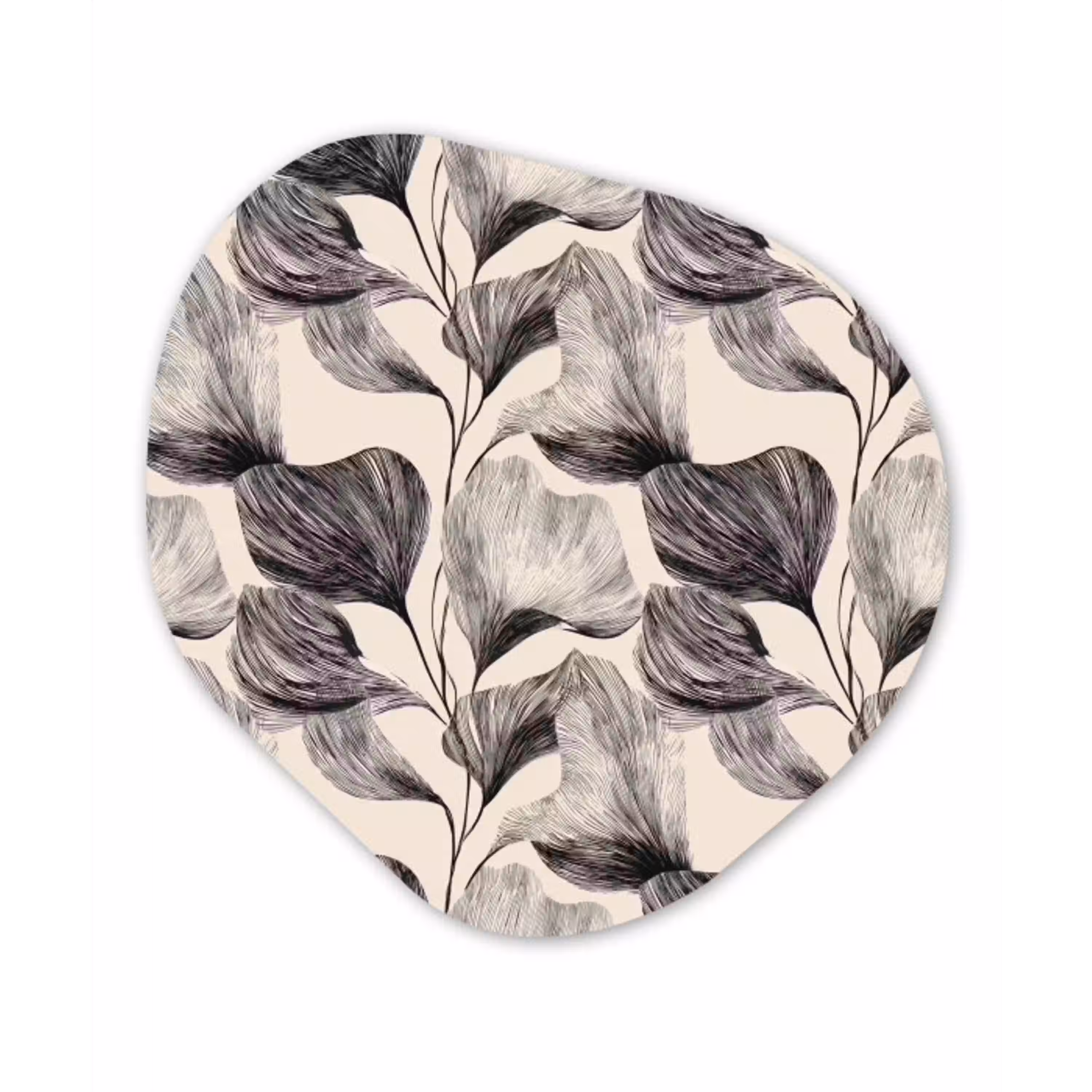Botanisch - Bladeren - Zwart Wandcirkel Organisch Forex 3mm klein 629 -3d