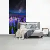 Bloemen - Nacht - Nieuw-Zeeland - Sterrenhemel - Paars - Natuur fotobehang vinyl groot -slaapkamer