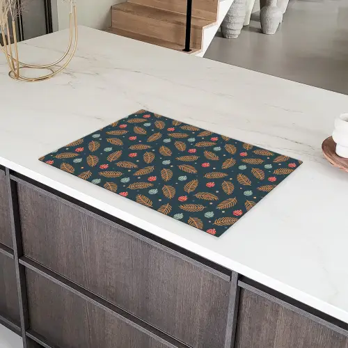 Patroon - Kerst - Symbolen - Donkerblauw Inductie beschermer vinyl 3mm klein 276 -sfeer8