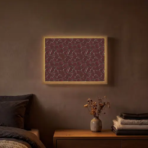 Mozaïek - Tegel - Bordeauxrood Light Box met batterij (Wandlamp) middel 907 -sfeer4